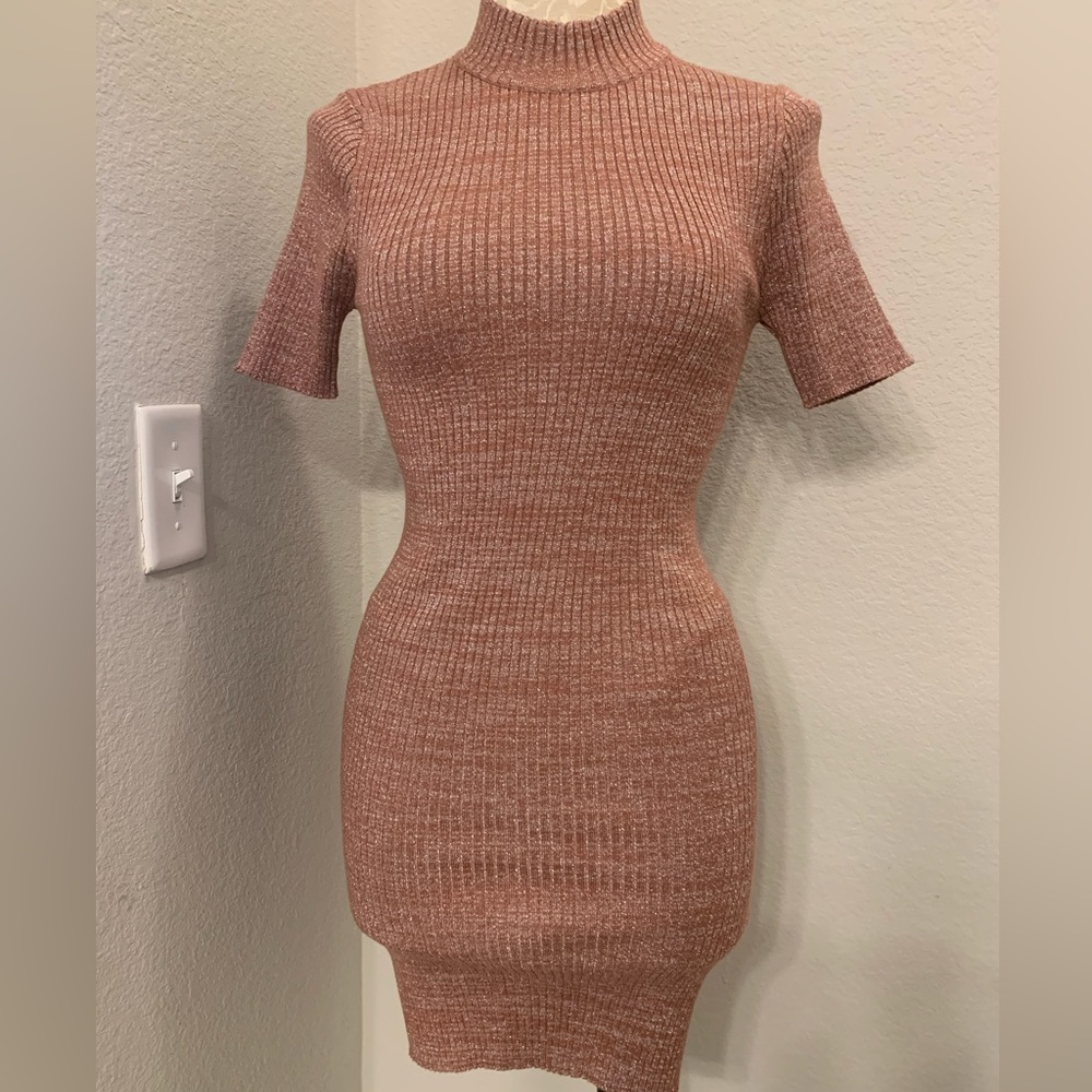 Blush Thin Ribbed sweater dress